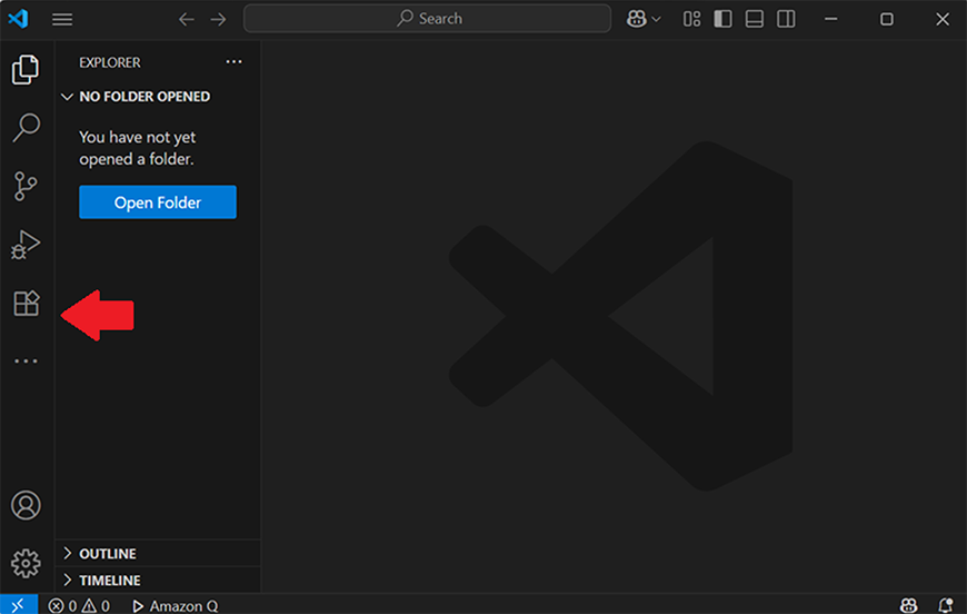 Visual Studio Code 拡張機能タブを選択