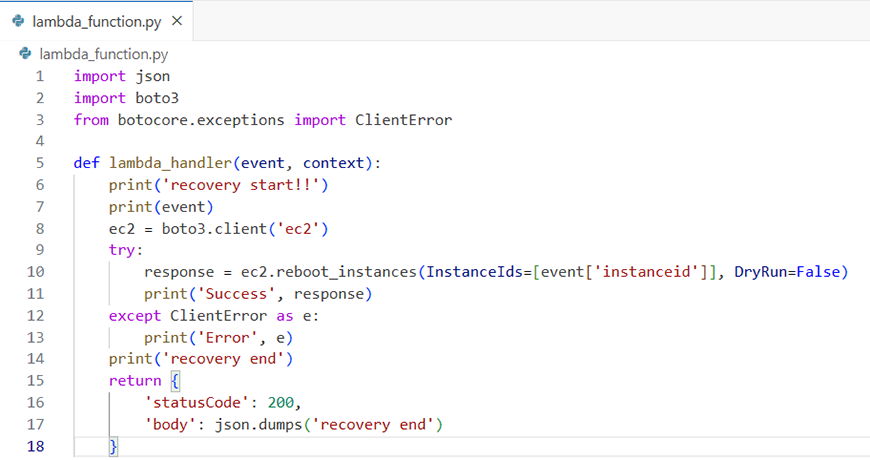 EC2を再起動を行うためのLambdaの作成