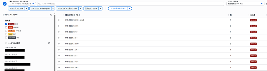 Amazon Security Hubのコンソール画面